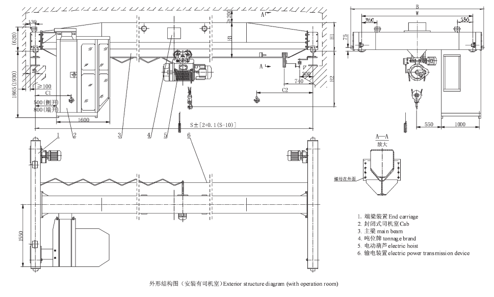 LDA型5噸行車外形結(jié)構(gòu)圖