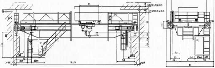 橋式雙梁起重機外形結構圖