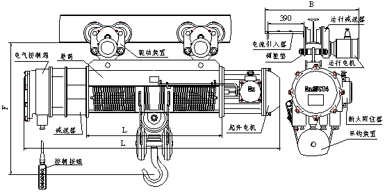 BMD型防爆電動葫蘆圖紙結(jié)構(gòu)圖