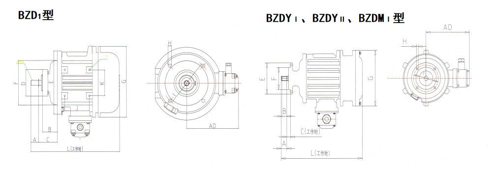 BZDⅠ、BZDYⅠ、BZDYⅡ、BZDMⅠ隔爆型錐形轉(zhuǎn)子三相異步電動(dòng)機(jī)外形尺寸圖.jpg