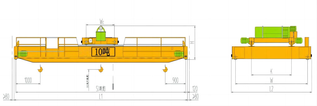 10噸電動(dòng)葫蘆雙梁起重機(jī)結(jié)構(gòu)圖