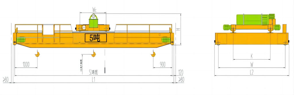 5噸電動(dòng)葫蘆雙梁起重機(jī)結(jié)構(gòu)圖