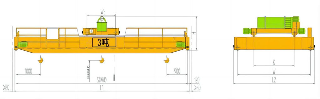 3噸電動葫蘆雙梁起重機(jī)結(jié)構(gòu)圖