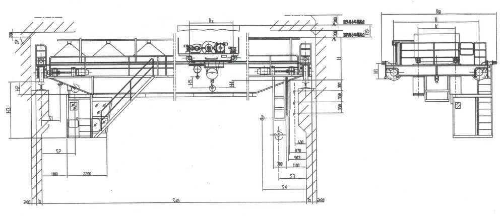 QDY型5-50（10）噸吊鉤橋式吊運(yùn)熔融金屬用起重機(jī)外形尺寸圖.jpg