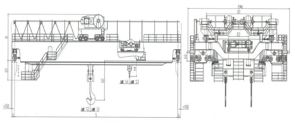 YZS型160-32噸四梁鑄造橋式起重機(jī)外形尺寸圖.jpg